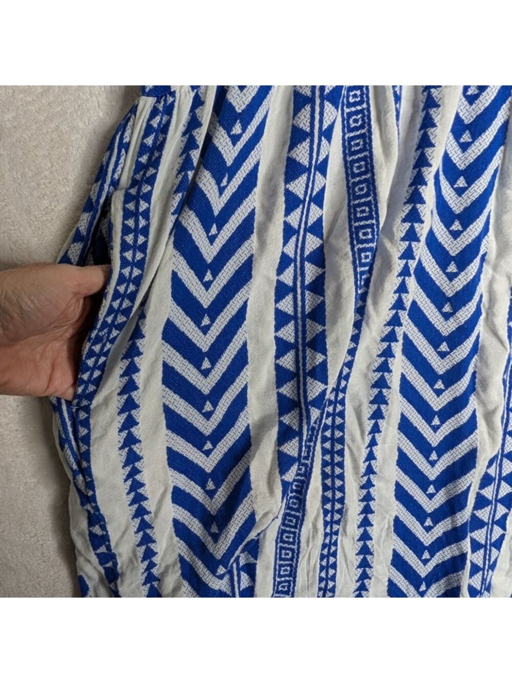 Old Navy V-Neck Blue & White Swing Dress Plus Size XXL Cotton Blend - Picture 6 of 12